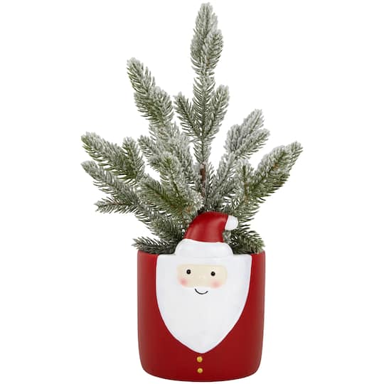 14.75" Unlit Petite Artificial Christmas Tree in Santa Claus Ceramic Pot By Northlight | Michaels®